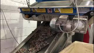 Bunting Permanent Overband Magnet recovering steel from Granulated Wire [upl. by Musser]