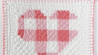 Corner to Corner Crochet Gingham Heart Blanket [upl. by Tate]