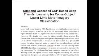 Subband Cascaded CSP Based Deep Transfer Learning for Cross Subject Lower Limb Motor Imagery Classif [upl. by Perce]