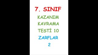 7 SINIF TÜRKÇE DERSİ KAZANIM KAVRAMA TESTİ ZARFLAR 10 TEST [upl. by Nortyad]