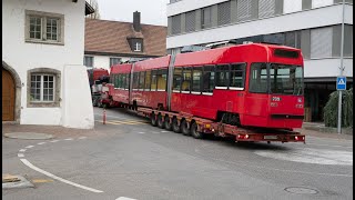 Schwertransport Tram BERN MOBIL in Erlinsbach 2024 [upl. by Haronid]