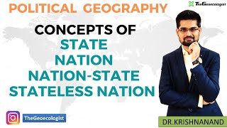 Concepts of State NationNation State Stateless NationPolitical GeographyGeoecologist [upl. by Rebma]