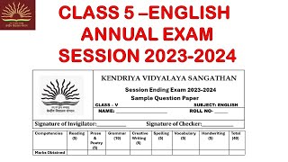 CLASS5 English  Annual Exam 2024 Sample Question Paper with Solution KV CBSE  Term2 [upl. by Bohun107]