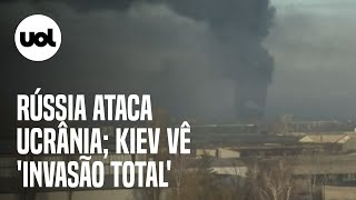 Guerra na Ucrânia Rússia ataca cidades Kiev fala em invasão em grande escala [upl. by Osyth402]