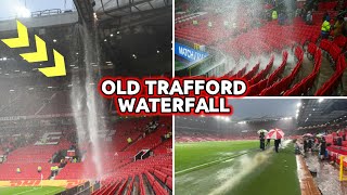 EMBARRASSING Inside Old Trafford WaterfallFlooding Heavy Rainfall During 10 Home Loss to Arsenal [upl. by Aer]