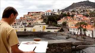 Patrick Fouilhoux aquarelles à Madère  watercolour painting in Madeira Portugal [upl. by Myles64]