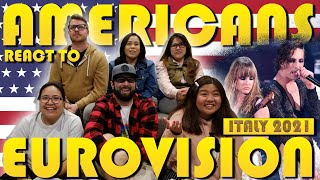 Americans react to Eurovision Maneskin Zitti e Buoni Italy 2021 [upl. by Devonne219]