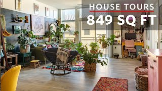 House Tours A 849 Sq Ft Bohemian Apartment in Washington DC [upl. by Eirhtug543]