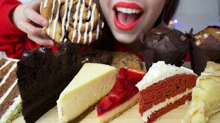 ASMR STARBUCKS DESSERTS  Cinnamon Roll Chocolate Cake Red Velvet Muffins Eating Sounds [upl. by Llenrac]