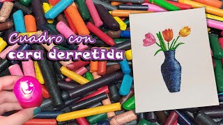 Aprende a hacer un cuadro con cera derretida 😍💜 crayola derretida [upl. by Tnecnivleahcim845]