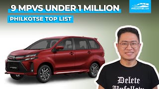 Top 9 MPVs under 1million pesos  Philkotse Top List [upl. by Darsey459]