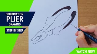 combination plier drawing  how to draw a combination plier step by step  plier drawing [upl. by Kaufmann]