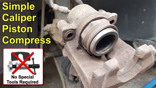 Easy and Cheap way to Compress a Brake Caliper Piston Without Any Special Tools [upl. by Lemay388]