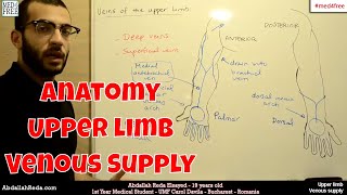 The venous supply of the upper limb  عبد الله رضا MD  Rocademia روكاديميا [upl. by Gnuoy]