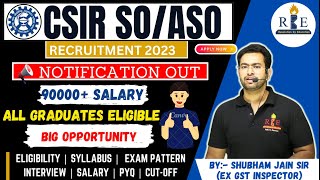 SO amp ASO Recruitment in CSIR 2023 Application Eligibility and Exam Detail Big Opportunity 🔥 [upl. by Aneetsirk]