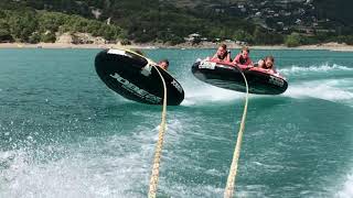 Bouée tractée disque Lac de Serre Ponçon Nautic B [upl. by Leander58]