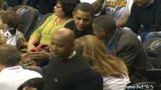 Barack Obama Attends NBA Game  Prez Full Court Press   FIRST FAN [upl. by Larkin]