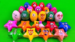 Rainbow Eggs SLIME Digging Numberblocks Stars with CLAY Coloring Satisfying ASMR Videos [upl. by Mosra]