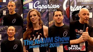 Caparison NAMM 2019 Cortney Cox Itaru the CEO amp Chris Siska with Red Dragon Guitars [upl. by Jaf]