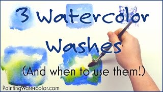 3 Beginner Watercolor Painting Washes [upl. by Frankie443]