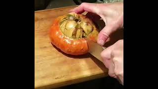 Pumpkin cooked in wood burnerhalloween england cooking pumpkin cookingtips [upl. by Ressler]