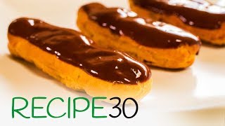 How to make Chocolate Eclairs  The Classic French Chocolate Custard pastry [upl. by Asset]