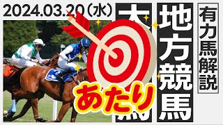 【地方競馬 予想】 大井競馬の予想レース鉄板馬公開 3月20日水 1528的中 [upl. by Zulch]