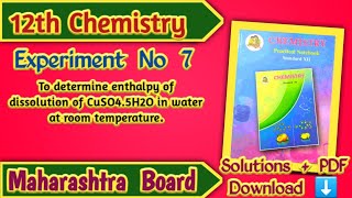 Class 12th Chemistry Experiment No 7 Solutions  Maharashtra Board [upl. by Himelman578]