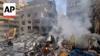 Aftermath of Israeli airstrike on central Beirut that killed at least 20 [upl. by Yelah]