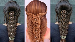 Flower Braid Hairstyles l Diwali Hairstyles 2024 l Bridal Hairstyles Kashees l Back Braid Hairstyle [upl. by Francoise]