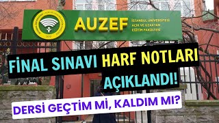 AUZEF Final Sınavı Harf Notları Açıklandı Harf Notları Neyi İfade Ediyor [upl. by Cronin]