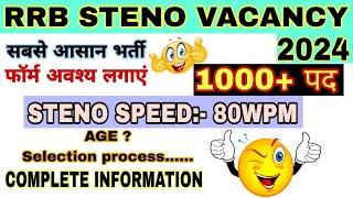 RRB STENOGRAPHER VACANCY 2024  WATCH NOW 🔥🔥😎RStenographer [upl. by Nuoras]