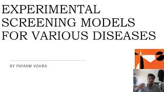 EXPERIMENTAL SCREENING MODELS FOR VARIOUS DISEASESLIST OF MODELS IN PHARMACOLOGY AND TOXICOLOGY [upl. by Tolmach]