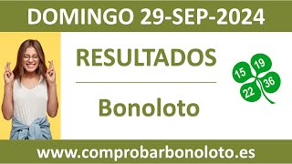 Resultado del sorteo Bonoloto del domingo 29 de septiembre de 2024 [upl. by Sean]