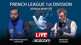 3CUSHION French League 20242025  INTERMARCHÉ Nikos POLYCHRONOPOULOS vs SOISSONS Jeremy BURY [upl. by Ayatahs]