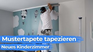 Tapete mit Muster richtig tapezieren  Kinderzimmer renovieren [upl. by Fredrick]