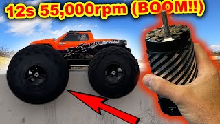 50 Volt GIANT motor 55000rpm Traxxas XMaxx RC Car  too much POWER [upl. by Gunther]