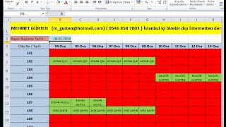 Excel Ders Takvim Üzerine İsim Getirme ve Köprüleme [upl. by Accever634]