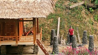 The process of starting to build the pillars of a new kitchen  Trieu thi hay [upl. by Fields]