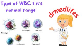 Types of wbc  types of leucocytes  different types of white blood cells normal range [upl. by Enair]