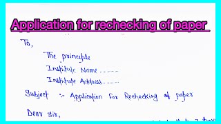 Application for rechecking paper  exam paper rechecking application  kids study paper rechecking [upl. by Awe]