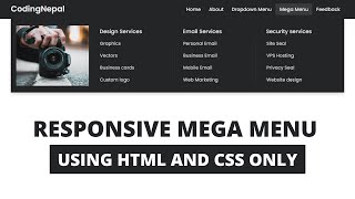 Responsive Mega Menu and Dropdown Menu using only HTML amp CSS [upl. by Gnouh]