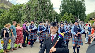 Burntisland and District Pipe Band in Princes Street Gardens  EDINBURGH FESTIVAL CARNIVAL 2023 [upl. by Herahab]