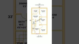 20×33 village house design  3bhk plan  20×33 house plan  shortsviral houseplan homedesign yt [upl. by Taveda]