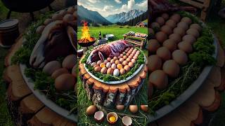 1 Big Lamb And 100 Chicken Eggs Cooking In The Heart Of Nature shorts lamb food village egg [upl. by Sumer980]