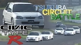 ENG CC Civic Type R debut battle  Integra R FTO R Impreza Evo IV Levin BZR in Tsukuba 1997 [upl. by Esyla]