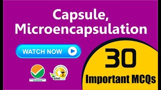 CAPSULE MICROENCAPSULATION IMPORTANT MCQs [upl. by Ecnaled]