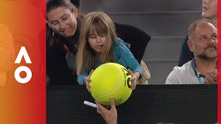 Lucky young fan meets the Legends  Australian Open 2018 [upl. by Anitsyrk]