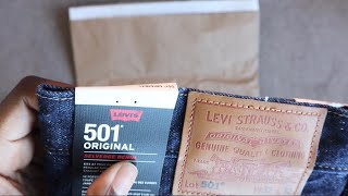 Levi’s 501 Selvedge Indigo Blue Jeans Unpacking [upl. by Aniuqal]