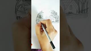 pencil sketch scenery with easy way [upl. by Myo975]